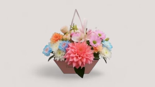 6943d84e0bf8cf3e5c6d73fc ფერადი ყვავილების კალათა Color Bloom Basket