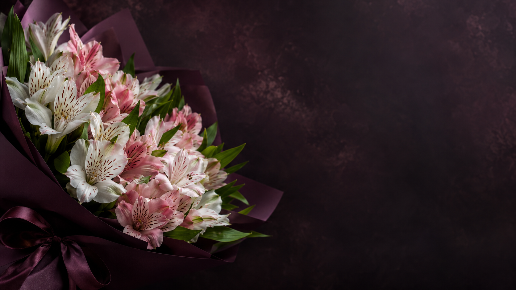 elegant alstroemeria bouquet on dark background ალსტრომერიების თაიგულები